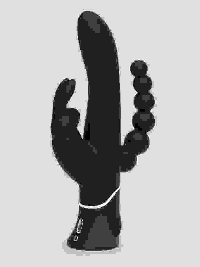 Happy Rabbit Triple Curve Rechargeable Rabbit Vibrator, Black, hi-res